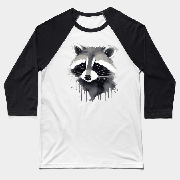 Raccoon watercolor Baseball T-Shirt by aceofspace